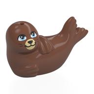 Animal, Seal, Lying on Side with Bright Light Blue Eyes, Tan Nose Print (Medium Brown)