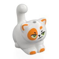 Animal, Cat, Chubby with Orange Spots, Olive Green Eyes, Scowling Print (Churro) (White)