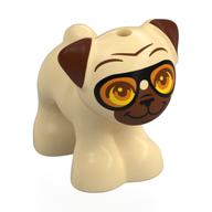 Animal, Dog, Pug with Reddish Brown Face, Ears, Orange Goggles Print (Tan)