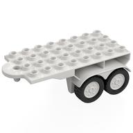 Duplo Trailer Flatbed 4 x 8 with Hook and 4 White Wheels (White)