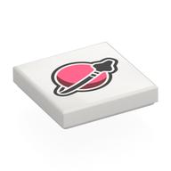 Tile 2 x 2 with Modern Classic Space Logo, Pink/Dark Red Planet Print (White)