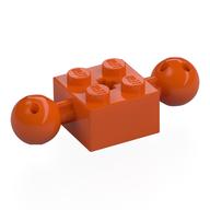 Technic Brick Special 2 x 2 with 10.2mm Balls with Holes and Axle Hole (Reddish Orange)