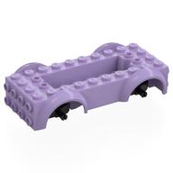 Vehicle Base 4 x 10 x 2 1/2 with Mudguards, Wheel Pins and 6 x 2 Centre Recess with 3 Holes, Black Wheel Holders (Lavender)