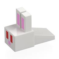 Animal Body Part, Rabbit Head Blocky with Red Eyes, Bright Pink Ears, Nose Print (White)
