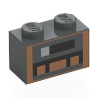 Brick 1 x 2 with Pixelated Fireplace Print (Dark Bluish Gray)