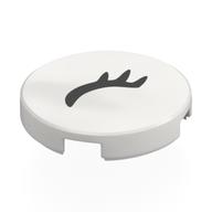 Tile Round 2 x 2 with Black Closed Eye, Eyelashes, Left Print (White)