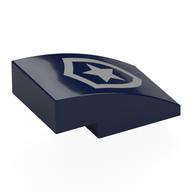 Brick Curved 3 x 2 No Studs with Silver Police Badge Print (Dark Blue)