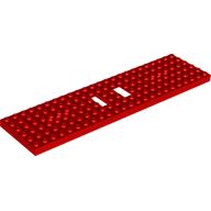 Vehicle Base, Train 6 x 24 with Two 1 x 2 Cutouts and 3 Round Holes Each End (Red)