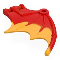 Creature Body Part, Dragon / Thestral Wing with Bar Connection and Marbled Bright Light Orange Pattern (Red)
