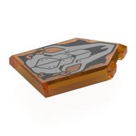 Tile Special 2 x 3 Pentagonal with Silver Skull, Flames Print (Trans-Orange)