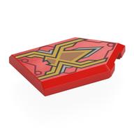Tile Special 2 x 3 Pentagonal with Gold/Silver Spider Print (Red)
