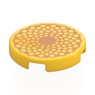 Tile Round 2 x 2 with Orange Flower Heart Print (Yellow)