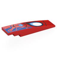 Brick Curved 8 x 2 No Studs with Black Webbing, White Spider Eye, Blue Marks Print (Red)