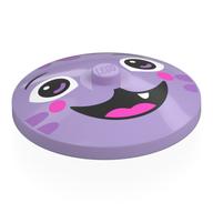 Dish 4 x 4 Inverted [Radar] with Cat Face, Open Mouth, Fang Lavender Streaks Print (Lavender)