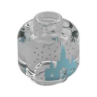 Minifig Head with Medium Blue Arendel Castle, Silver Stars Print (Trans-Clear)
