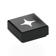 Tile 1 x 1 with White Star Print (Black)