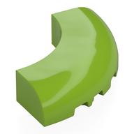 Brick Round Corner 5 x 5 x 1 Curved, Bottom Cut Outs, No Studs, 9 Bottom Tubes (Lime)