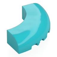 Brick Round Corner 5 x 5 x 1 Curved, Bottom Cut Outs, No Studs, 9 Bottom Tubes (Medium Azure)