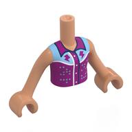 Minidoll Torso Girl with Dark Purple/Light Blue Shirt, Lightning Bolts, Metal Blue Dots Print, Nougat Arms and Hands (Nougat)