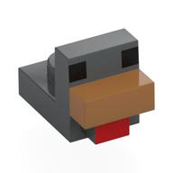 Animal Body Part, Bird, Chicken 1 x 1 with Cube Head with Nougat Beak, Black Eyes, Red Tongue Print (Dark Bluish Gray)