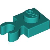 Plate Special 1 x 1 with Clip Vertical [Thick Open O Clip] (Dark Turquoise)