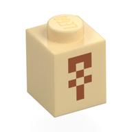 Brick 1 x 1 with Dark orange Minecraft Desert Temple Ankh Print (Tan)