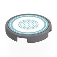 Tile Round 2 x 2 with White/Medium Blue Arc Reactor Print (Flat Silver)