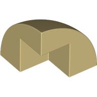 Brick Round Corner, Curved 2 x 2 x 1 2/3 Quarter Dome with 1 Cutout (Tan)