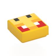 Tile 1 x 1 with Pixelated Bee Face, Red Eyes Print (Yellow)