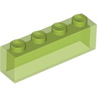 Brick 1 x 4 without Bottom Tubes (Trans-Bright Green)
