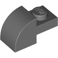 Brick Curved 1 x 2 x 1 with Curved Top (Dark Bluish Gray)