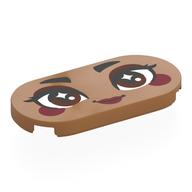 Tile Round 2 x 4 with Face, Reddish Brown Eyes, Dark Red Eyeshadow, Cheeks, Lips Print (Medium Nougat)