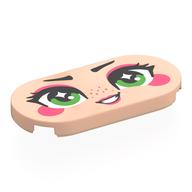Tile Round 2 x 4 with Face, Bright Green Eyes, Coral Eyeshadow, Cheeks, Lips, Freckles Print (Light Nougat)