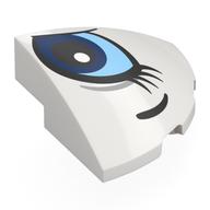 Brick Round Corner, Curved 3 x 3 x 1 Quarter Circle with Bright Light Blue/Dark Blue Eye, Right Print (White)