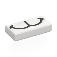 Tile 1 x 2 with Black Cat Nose Print (White)