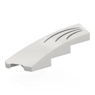 Brick Wedged, Curved 1 x 4 with Stud Notch Left with Dark Bluish Grey Whiskers Print (White)