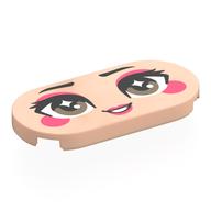 Tile Round 2 x 4 with Face, Grey Eyes, Coral Eyeshadow, Cheeks, Lips Print (Light Nougat)