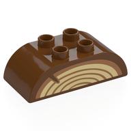 Duplo Brick 2 x 4 Curved Top with Wood Print (Reddish Brown)