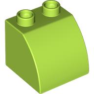 Duplo Brick 2 x 2 x 1 1/2 with Curved Top (Lime)