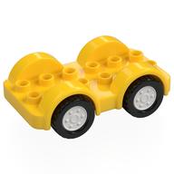 Duplo Car Base 2 x 6 - 4 White Wheels with Black Tires on 4 Fixed Axles (Yellow)