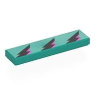 Tile 1 x 4 with Black/Lavender Lightning Bolts Print (Dark Turquoise)
