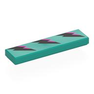 Tile 1 x 4 with Black/Lavender Lightning Bolts Print (Dark Turquoise)