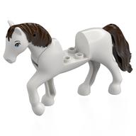 Animal, Horse with Raised Leg with Dark Brown Mane, Tail, Blue Eyes Print (White)
