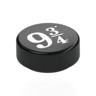 Tile Round 1 x 1 with White '9 3/4' Print (Black)