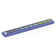 Tile 1 x 8 with Blue Violet, Medium Blue, Lime Shapes, White Arrow on Black Background Print (Blue Violet)