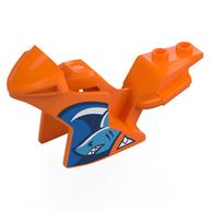 Fairing, Motorcycle, Racing (Sport) Bike with White/Dark Blue Wave, Dark Azure Shark Print (Orange)