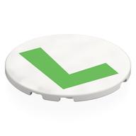 Tile Round 6 x 6 with Bright Green 'L' Print (White)