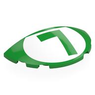 Brick Round 3 x 6 Half Circle with Bright Green 'L' in White Circle Print (Bright Green)