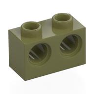 Technic Brick 1 x 2 [2 Pin Holes] (Olive Green)