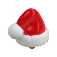 Headwear Accessory Santa Hat with Small Pin, White Band, Top Print (Red)